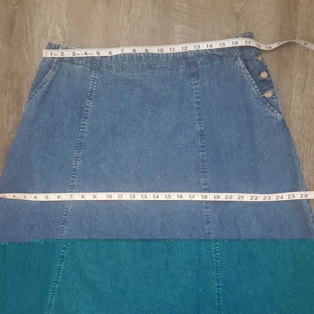 TY Wear Women's Denim Maxi Skirt Size 16W Blue Medium Wash A-Line Side Button - Picture 8 of 9